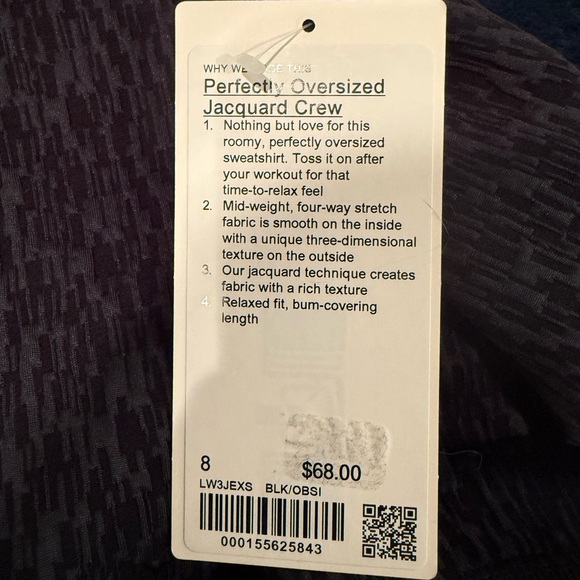 NWT Lululemon Textured Jacquard Crewneck pullover in Black Obsidian - Picture 8 of 8